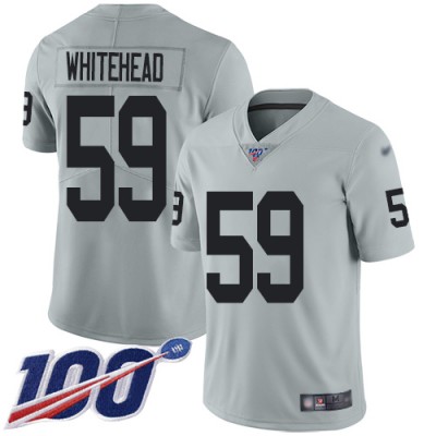 Nike Las Vegas Raiders #59 Tahir Whitehead Silver Men's Stitched NFL Limited Inverted Legend 100th Season Jersey Men's